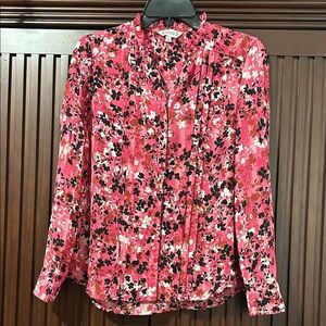 Nanette Lepore Pink Floral Button-Front Blouse